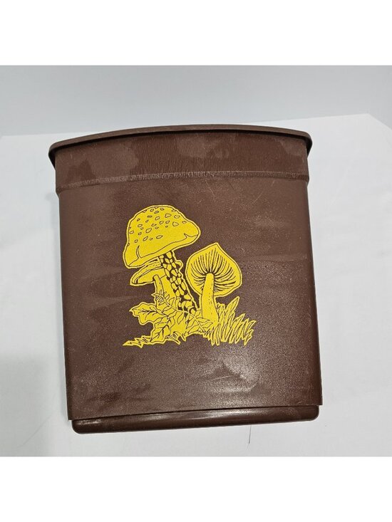 Unbranded Other - MCM Mushroom Trash Can Brown and Gold Vintage Waste Basket